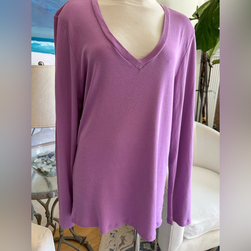 J CREW Perfect Fit Violet Long-Sleeve T-Shirt, Sz XL